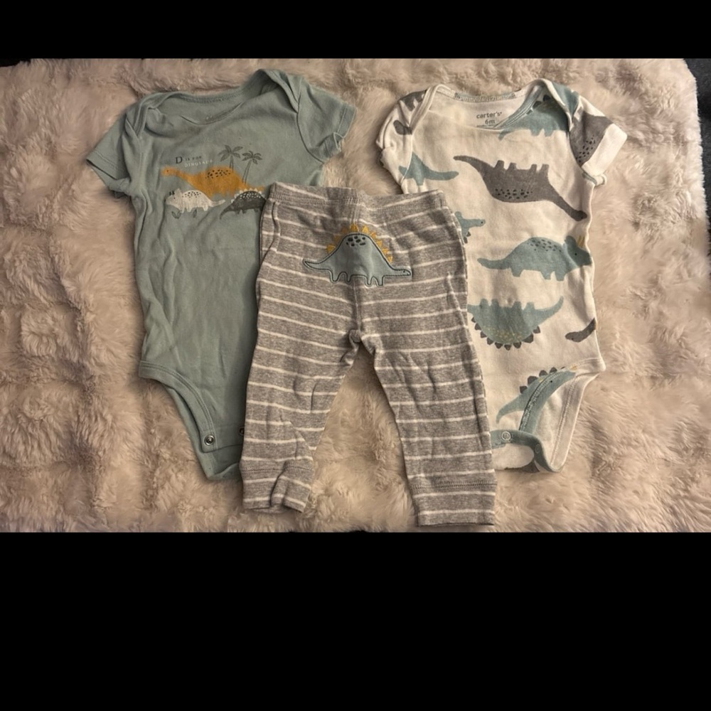 Carter's Dinosaur Bodysuit Set - Blue, Gray, White